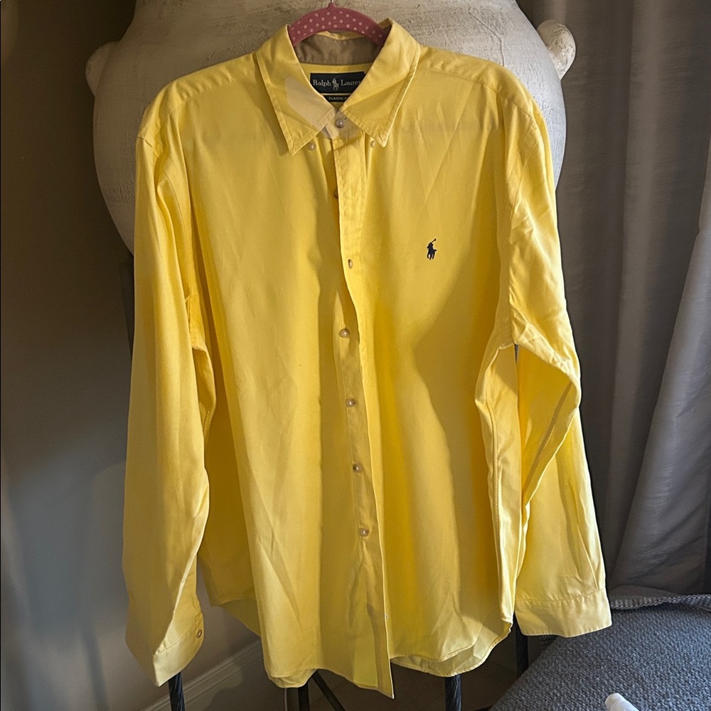 Ralph Lauren Men's Bright Yellow Casual Shirt